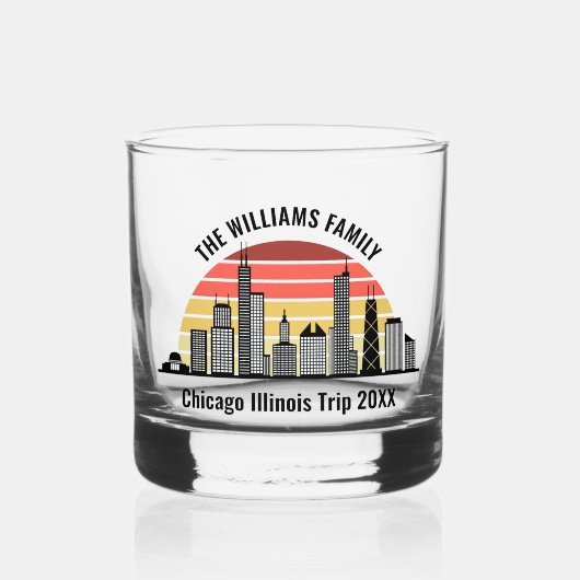 Chicago Sunset Customized Trip Souvenir Whiskyglas (Vorderseite)