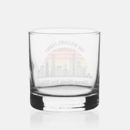Chicago Sunset Customized Trip Souvenir Whiskyglas (Rückseite)