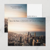 Chicago Sunset Foto - Save the Date Postkarte (Vorne/Hinten)