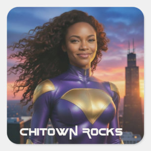 CHICAGO - SUPERHELD QUADRATISCHER AUFKLEBER