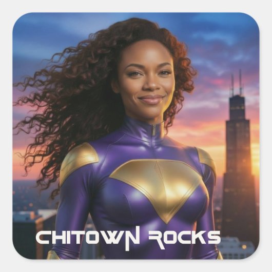 CHICAGO - SUPERHELD QUADRATISCHER AUFKLEBER (Vorderseite)
