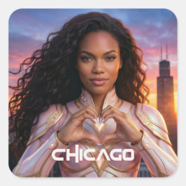 CHICAGO - SUPERHELD QUADRATISCHER AUFKLEBER