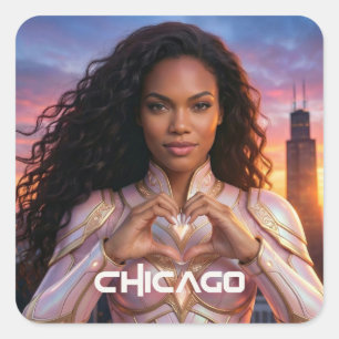 CHICAGO - SUPERHELD QUADRATISCHER AUFKLEBER