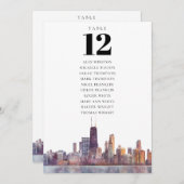 Chicago Table Number Seating Chart Einladung (Vorne/Hinten)