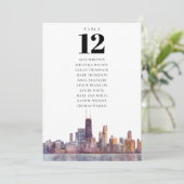 Chicago Table Number Seating Chart Einladung (Stehend Vorderseite)