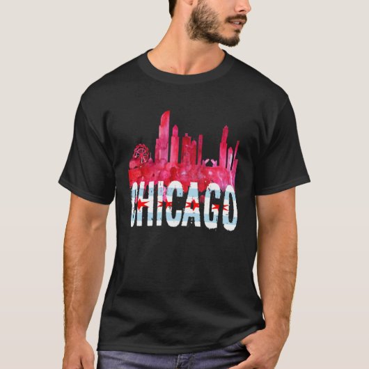 Chicago Tees  Skyline Silhouette Illinois City (Vorderseite)