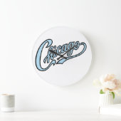 Chicago Text Art Script in verschiedenen Farben. Große Wanduhr (Zuhause)