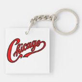 Chicago Text in Red Script Schlüsselanhänger (Rückseite)