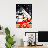 Chicago to Denver Zephyr Burlington Route New Poster (Heimbüro)