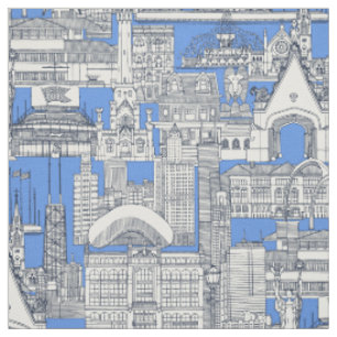 Chicago Toile Mitternachtsblau Retroblau Stoff