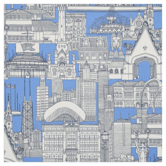 Chicago Toile Mitternachtsblau Retroblau Stoff (Muster)