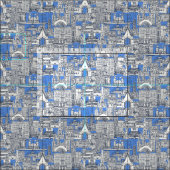 Chicago Toile Mitternachtsblau Retroblau Stoff (Kachel)