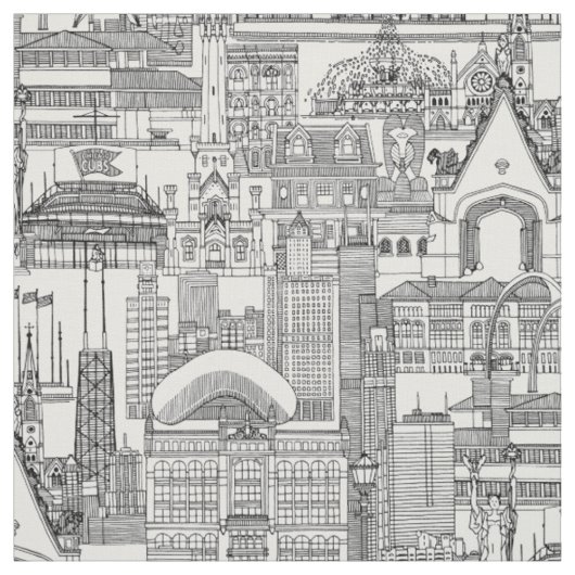 Chicago Toile Schwarz-weiß Stoff (Muster)