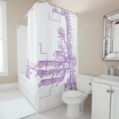 Chicago U-Bahn Karte/ Bahnhaltestelle NEON LILA Duschvorhang (Beispiel)