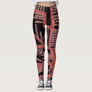 Chicago-U-Bahn-Karte mit NEONROTEN Zugstopps Leggings
