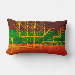 Chicago U-Bahn Karte mit Zug hält farbenfrohen Vin Lendenkissen