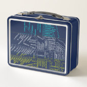 Chicago U-Bahn Karte mit Zug hält farbenfrohen Vin Metall Brotdose (Vorderseite)