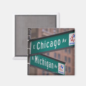 Chicago und Michigan Avenue, Chicago, Magnet (Vorderseite/Rückseite)