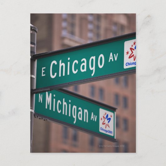 Chicago und Michigan Avenue, Chicago, Postkarte (Vorderseite)
