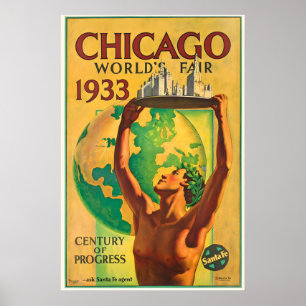 Chicago USA Amerika Weltmesse Vintage Reise Poster