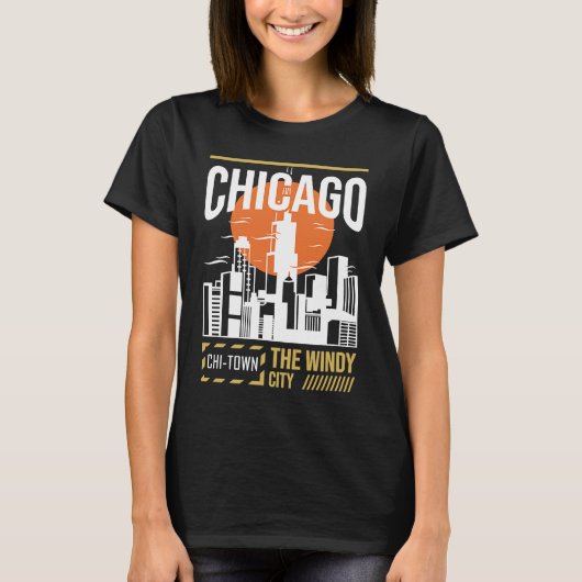 Chicago USA Chicago Skyline I Love Chicago Chi Tow T-Shirt (Vorderseite)