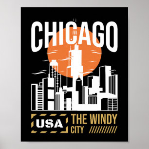 Chicago USA Skyline-Grafik Windy City Design Poster