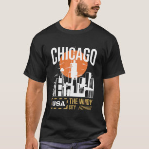 Chicago USA Skyline-Grafik Windy City Design T-Shirt