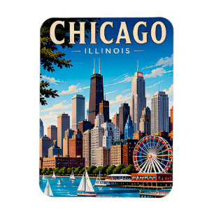 Chicago USA Skyline Reiseandenken Magnet