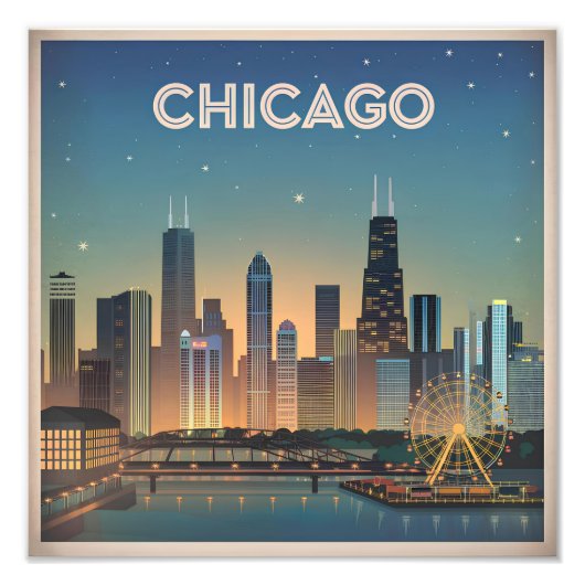 Chicago USA Vintag Fotodruck (Vorne)