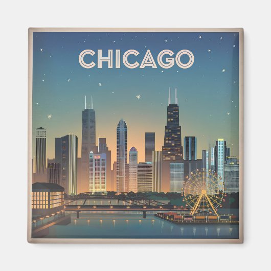 Chicago USA Vintag Magnet (Vorne)