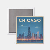 Chicago USA Vintag Magnet (Vorderseite/Rückseite)