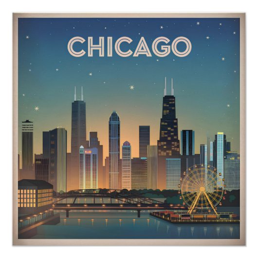 Chicago USA Vintag Poster (Vorderseite)
