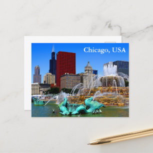 Chicago, USA Vintage Reise Tourismus Anzeige Postkarte