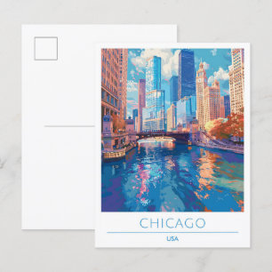 Chicago USA Vintage Travel Postkarte