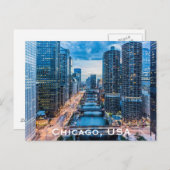 Chicago, USA Vintage Travel Tourism Add Postkarte (Vorne/Hinten)