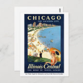 Chicago Vacation City Vintage Poster wiederhergest Postkarte (Vorne/Hinten)