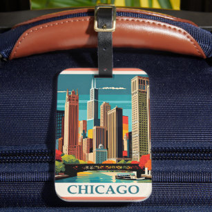 Chicago Vintag Illustration Gepäckanhänger