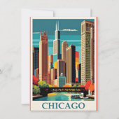 Chicago Vintag Illustration Mitteilungskarte (Vorderseite)