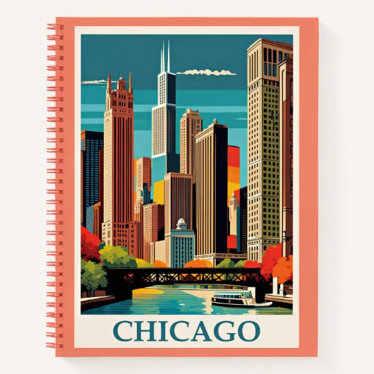 Chicago Vintag Illustration Notizblock (Vorderseite)