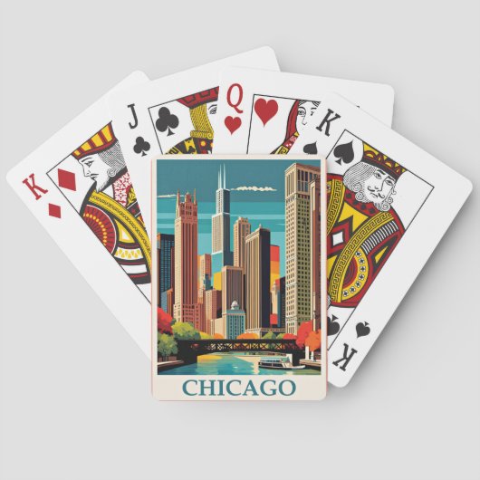 Chicago Vintag Illustration Spielkarten (Rückseite)