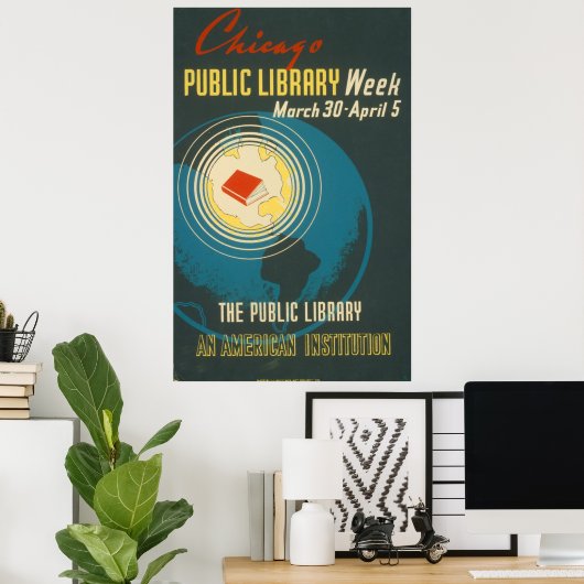 Chicago Vintag Public Library Poster (Heimbüro)