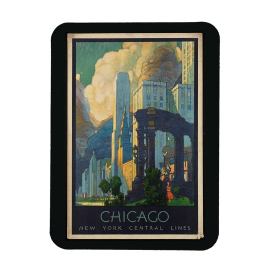 Chicago Vintag Reise Magnet (Vertikal)
