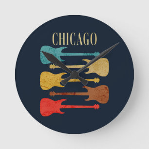 Chicago Vintage Guitars Concert Festival Souvenir Runde Wanduhr