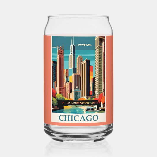 Chicago Vintage-Illustration Dosenglas (Vorderseite)