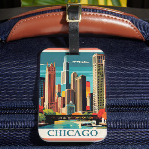 Chicago Vintage-Illustration Gepäckanhänger