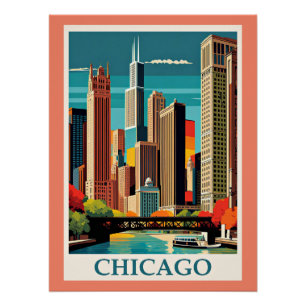 Chicago-Vintage-Illustration Poster