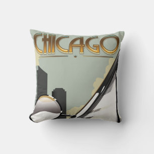 Chicago Vintage-Reiseplakat Kissen