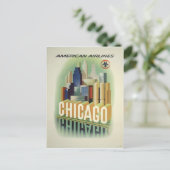 Chicago Vintage Reiseplakat Postkarte (Stehend Vorderseite)