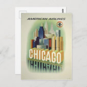 Chicago Vintage Reiseplakat Postkarte (Vorne/Hinten)