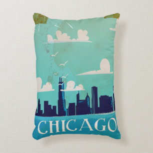 Chicago Vintage-Reiseplakat Zierkissen